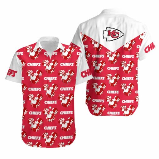 Stocktee Kansas City Chiefs Mickey and Flowers Limited Edition Hawaiian Shirt and Shorts Summer Collection Size S 5XL NLA006110 1