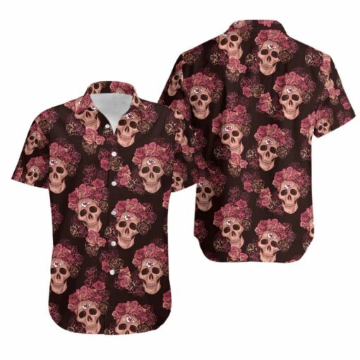 Stocktee Kansas City Chiefs Mystery Skull And Flower Limited Edition Hawaiian Shirt and Shorts Summer Collection Size S 5XL NLA005510 1