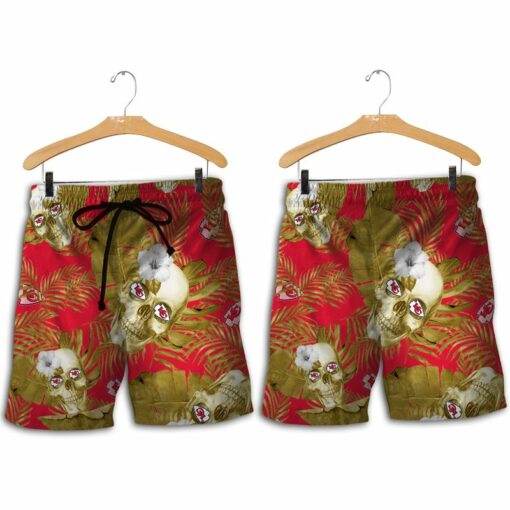 Stocktee Kansas City Chiefs Skull And Flowers Limited Edition Hawaii Shirt and Shorts Summer Collection Size S 5XL NEW019910 2