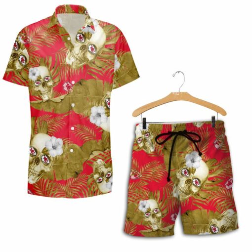 Stocktee Kansas City Chiefs Skull And Flowers Limited Edition Hawaii Shirt and Shorts Summer Collection Size S 5XL NEW019910 3