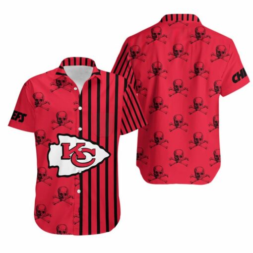 Stocktee Kansas City Chiefs Stripes and Skull Limited Edition Hawaiian Shirt and Shorts Summer Collection Size S 5XL NLA005910 1