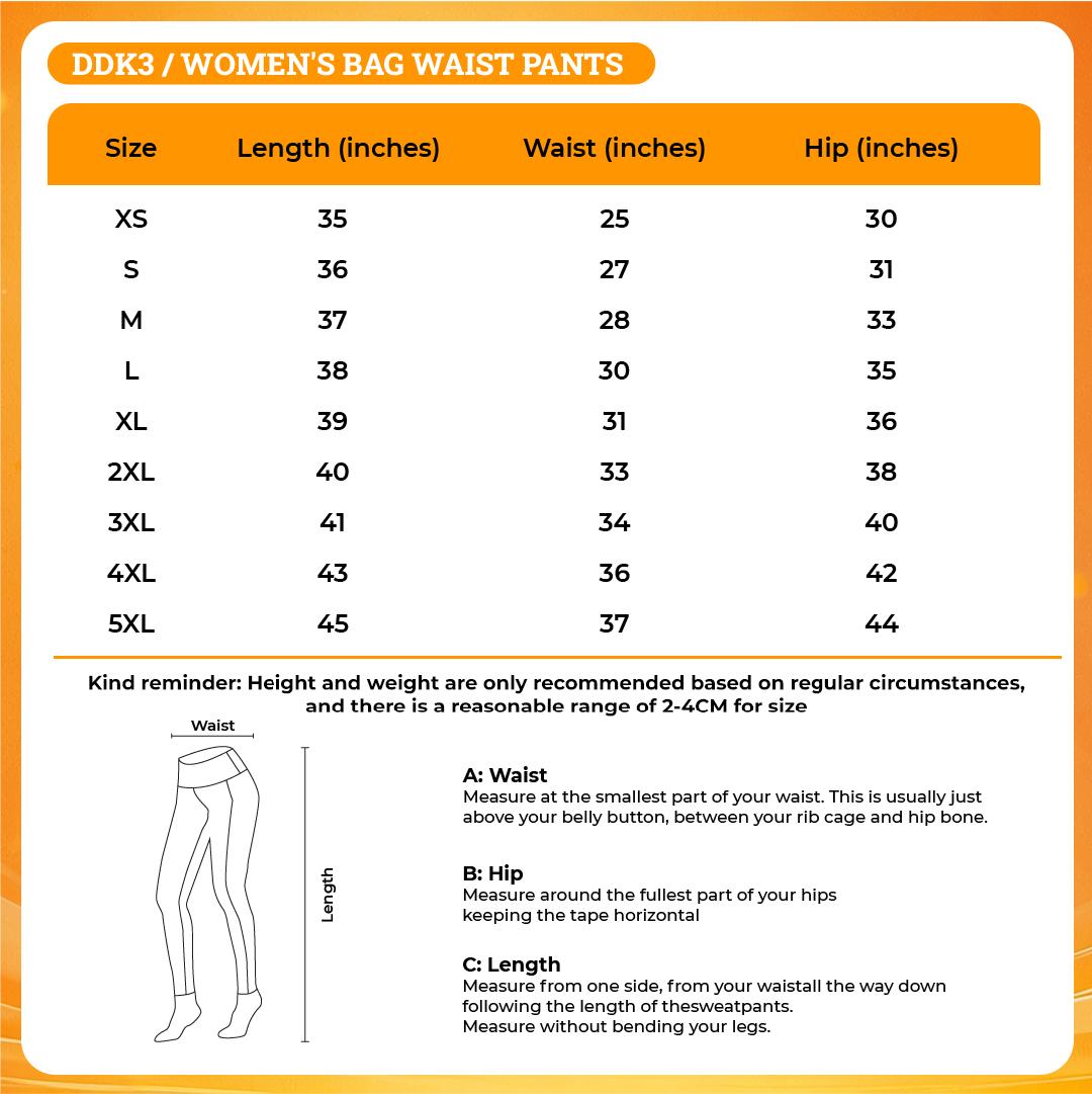 3D Legging size chart