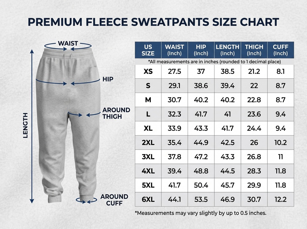 3d sweatpants size chart in/cm