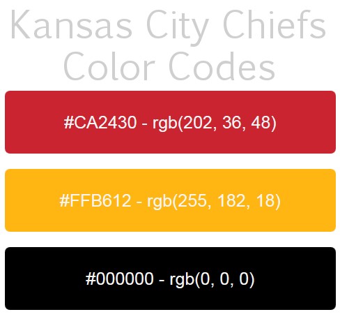 Kansas City Chiefs Color Codes