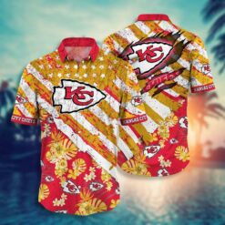 Chiefs Tropical Floral and American Flag Print Hawaiian Shirt