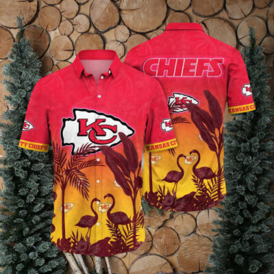 Flamingo and Hibiscus Kansas City Chiefs Hawaiian Shirt