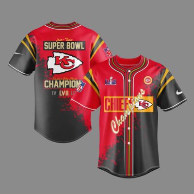 Four-Time NFL Kansas City Chiefs Super Bowl Champions Baseball Jersey