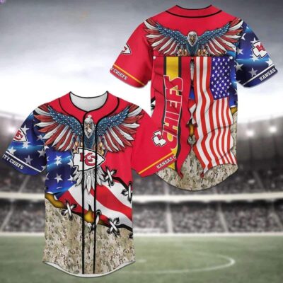 Kansas City Chiefs Eagle American Flag Baseball Jersey