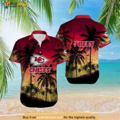 Kansas City Chiefs Hawaiian Shirt with Palm Trees Sunset