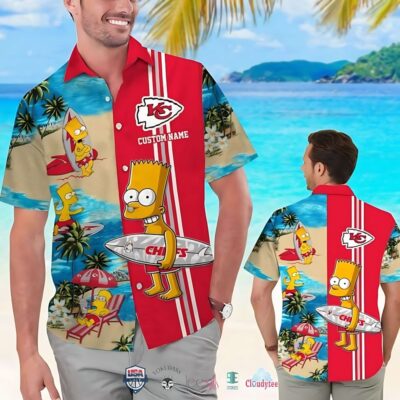Bart's Chiefs Beach Day Customizable Hawaiian Shirt