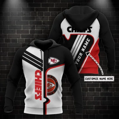 Chiefs Personalized Black and White Fan 3D Hoodie
