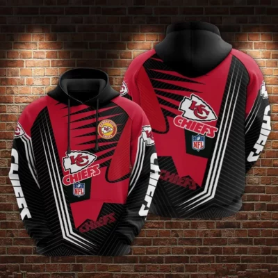 Chiefs Red and Black Power Stripes 3D Hoodie