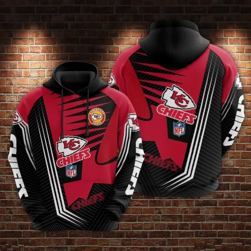 Chiefs Red and Black Power Stripes 3D Hoodie