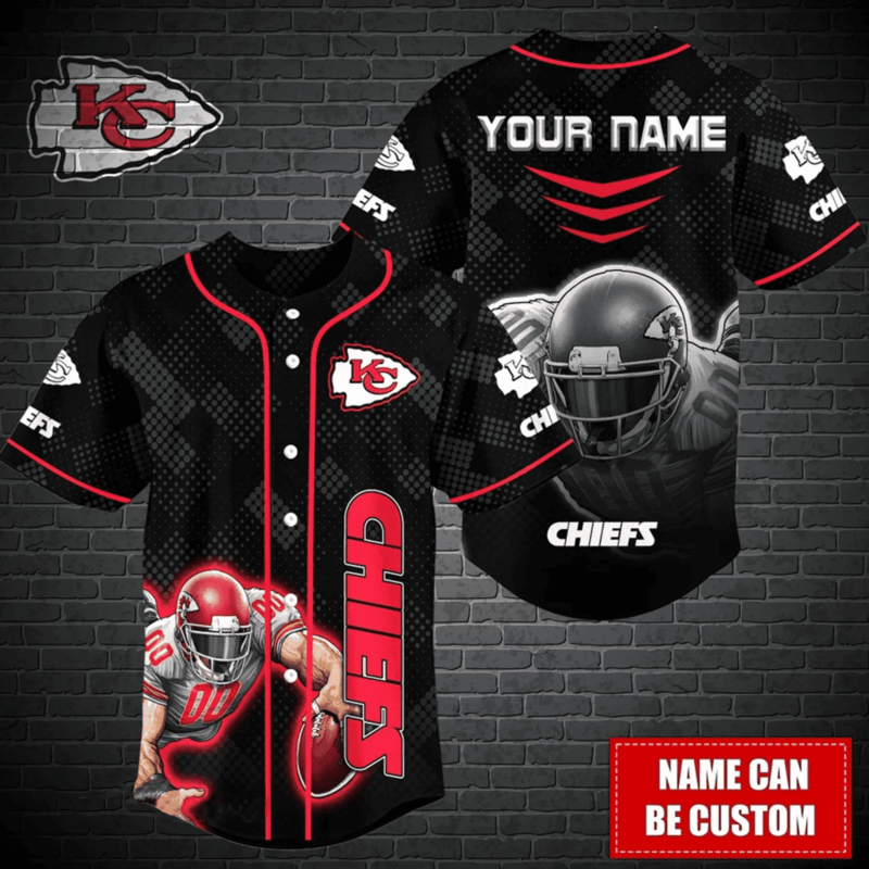 Chiefs Tribal Spirit Black Personalized Baseball Jersey