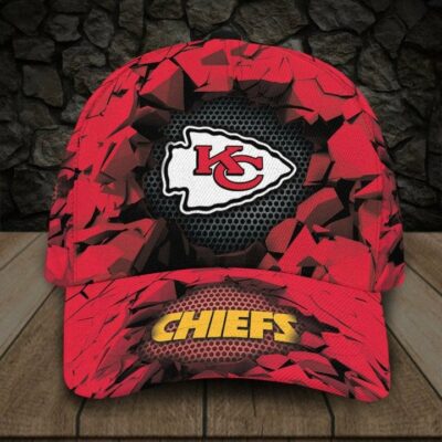 Crimson Shatter Kansas City Chiefs Custom Baseball Cap front