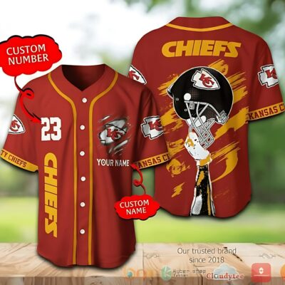 Custom Name Kansas City Chiefs Helmet Pride Baseball Jersey