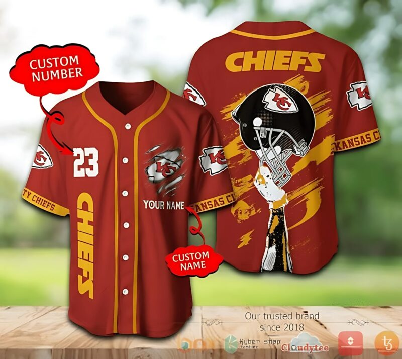 Custom Name Kansas City Chiefs Helmet Pride Baseball Jersey