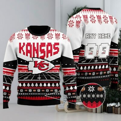 Custom Name Number Chiefs Rugby Stadium Ugly Christmas Sweater