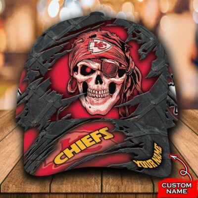 Fiery Skull Kansas City Chiefs Personalized Baseball Cap