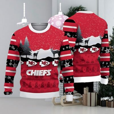 Kansas City Chiefs Christmas Reindeers Pattern Ugly Christmas Sweater