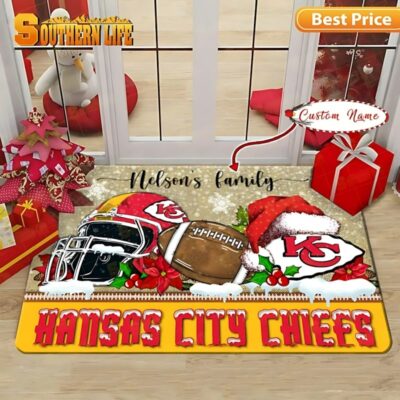 Kansas City Chiefs Christmas Spirit Personalized Doormat