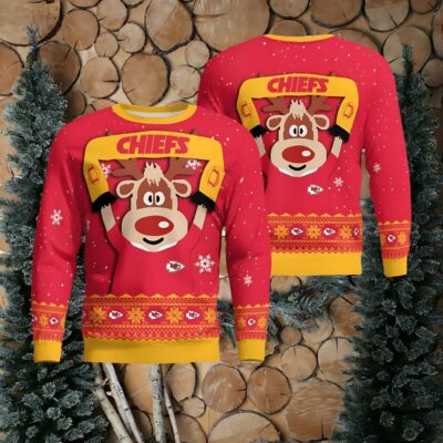 Kansas City Chiefs Cute Reindeer Ugly Christmas Sweater Christmas