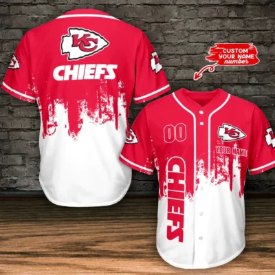 Kansas City Chiefs Drip Fade Custom Baseball Jersey