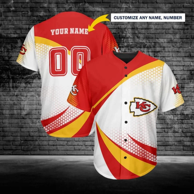 Kansas City Chiefs Dynamic Swirl Custom Baseball Jersey