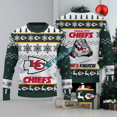 Kansas City Chiefs Fans Logo Snowflake Pattern Green Ugly Christmas Sweater