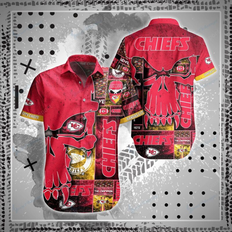 Kansas City Chiefs Fierce Skull Hawaiian Shirt