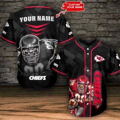 Kansas City Chiefs Fierce Warrior Custom Baseball Jersey