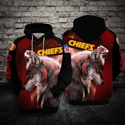 Kansas City Chiefs Fierce Wolf Pack 3D Hoodie