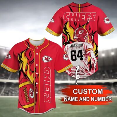Kansas City Chiefs Fiery Passion Custom Baseball Jersey