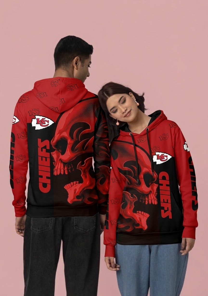 Kansas City Chiefs Fiery Skull 3D Hoodie Mockup Kansas City Chiefs Fiery Skull 3D Hoodie Mockup
