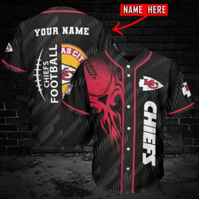 Kansas City Chiefs Fireball Football Custom Baseball Jersey