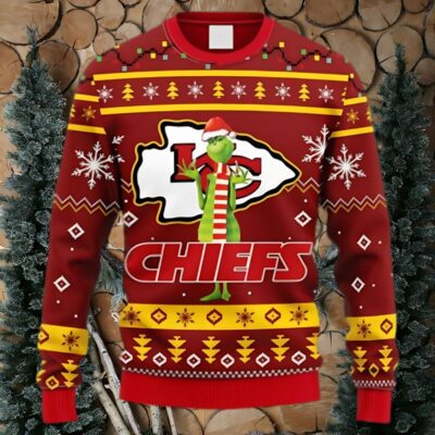 Kansas City Chiefs Funny Grinch Christmas Ugly Sweater
