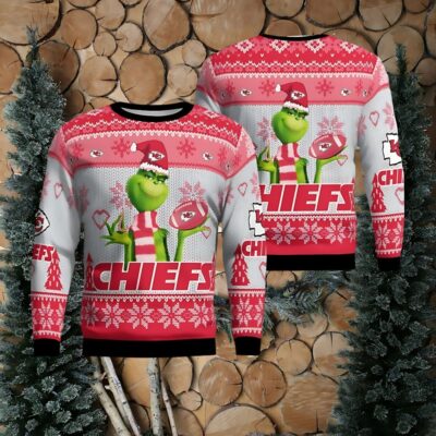 Kansas City Chiefs Grinch Snowflake Pattern Ugly Sweater Christmas