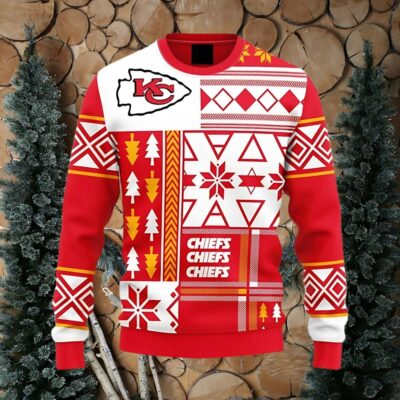 Kansas City Chiefs Holiday Geometry Ugly Christmas Sweater