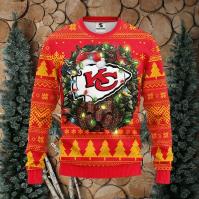 Kansas City Chiefs Holiday Wreath Ugly Christmas Sweater