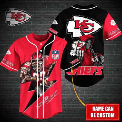 Kansas City Chiefs Lightning Strike Custom Baseball Jersey