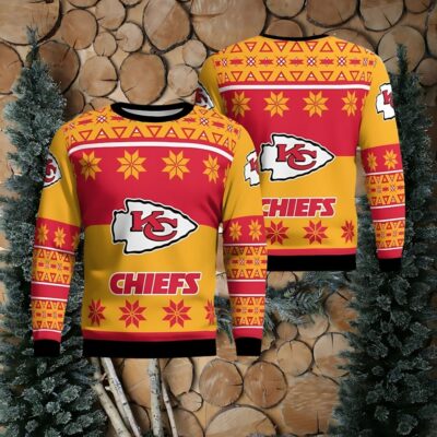 Kansas City Chiefs Logo Big Snowflake Pattern Ugly Christmas Sweater