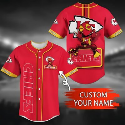 Kansas City Chiefs Mascot Red Personalized Baseball Jersey