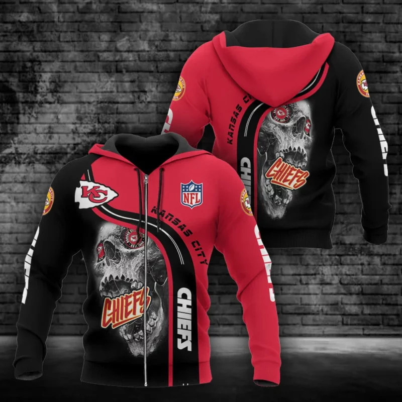 Kansas City Chiefs Menacing Skull Fan 3D Hoodie