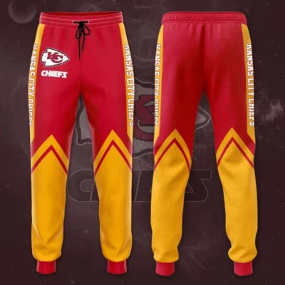 Kansas City Chiefs Red and Gold Chevron Sweatpants