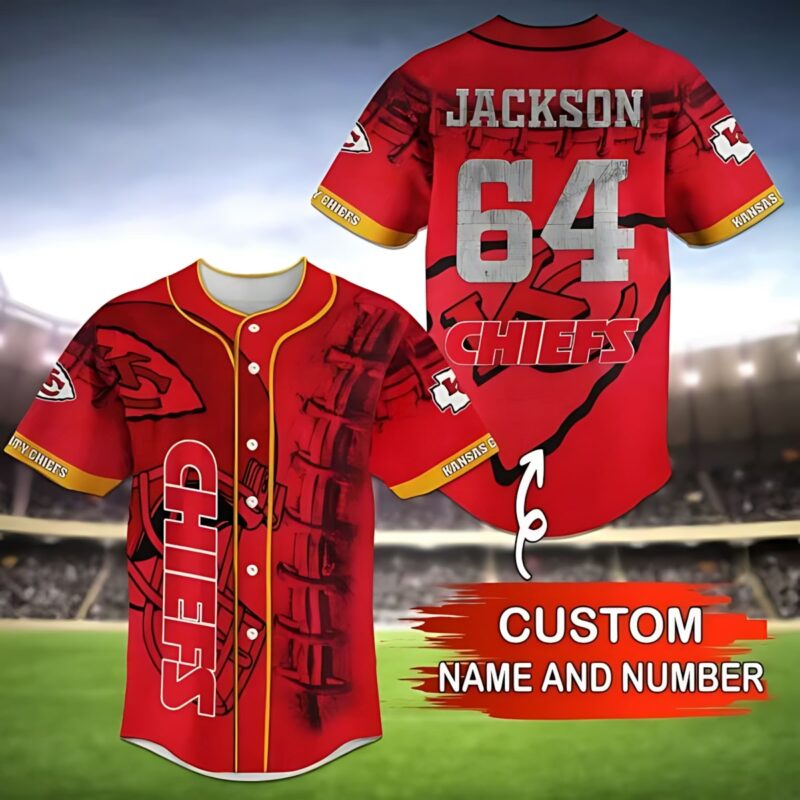 Kansas City Chiefs Red Trail Personalized Baseball Jersey