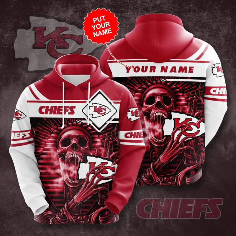 Personalized Kansas City Chiefs Skeletal Warrior Fan Hoodie