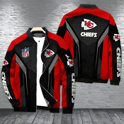 Kansas City Chiefs Sleek Black and Red Bomber Jacket