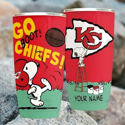 Kansas City Chiefs Snoopy Go Boot Personalized Tumbler