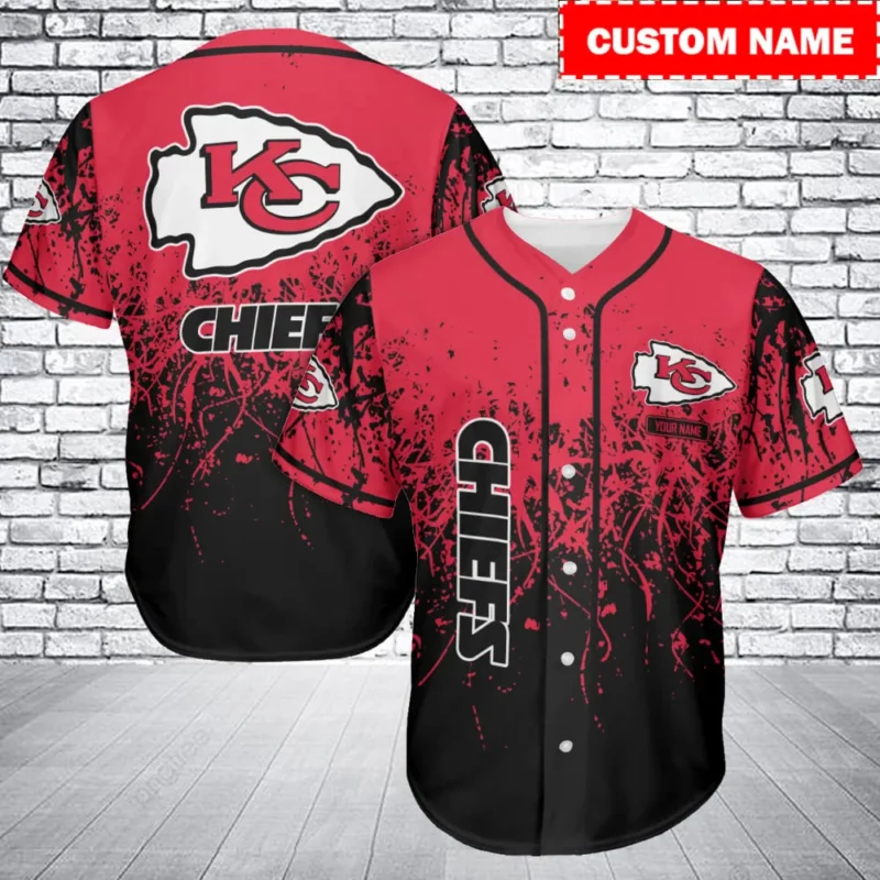 Kansas City Chiefs Splatter Ink Personalized Baseball Jersey