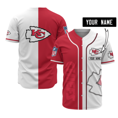 Kansas City Chiefs Split Pride Personalized Baseball Jersey